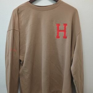 Tan Crewneck Sweatshirt with Red 'H' Patch